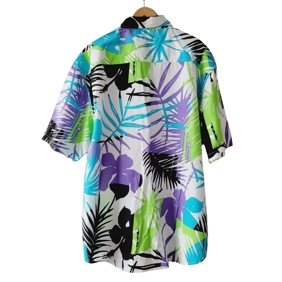 Men's A. Tiziano Palm Print Short Sleeve Button Down Shirt - Picture 2 of 10